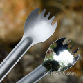 Titanium Long Handle Spork com tigela polida